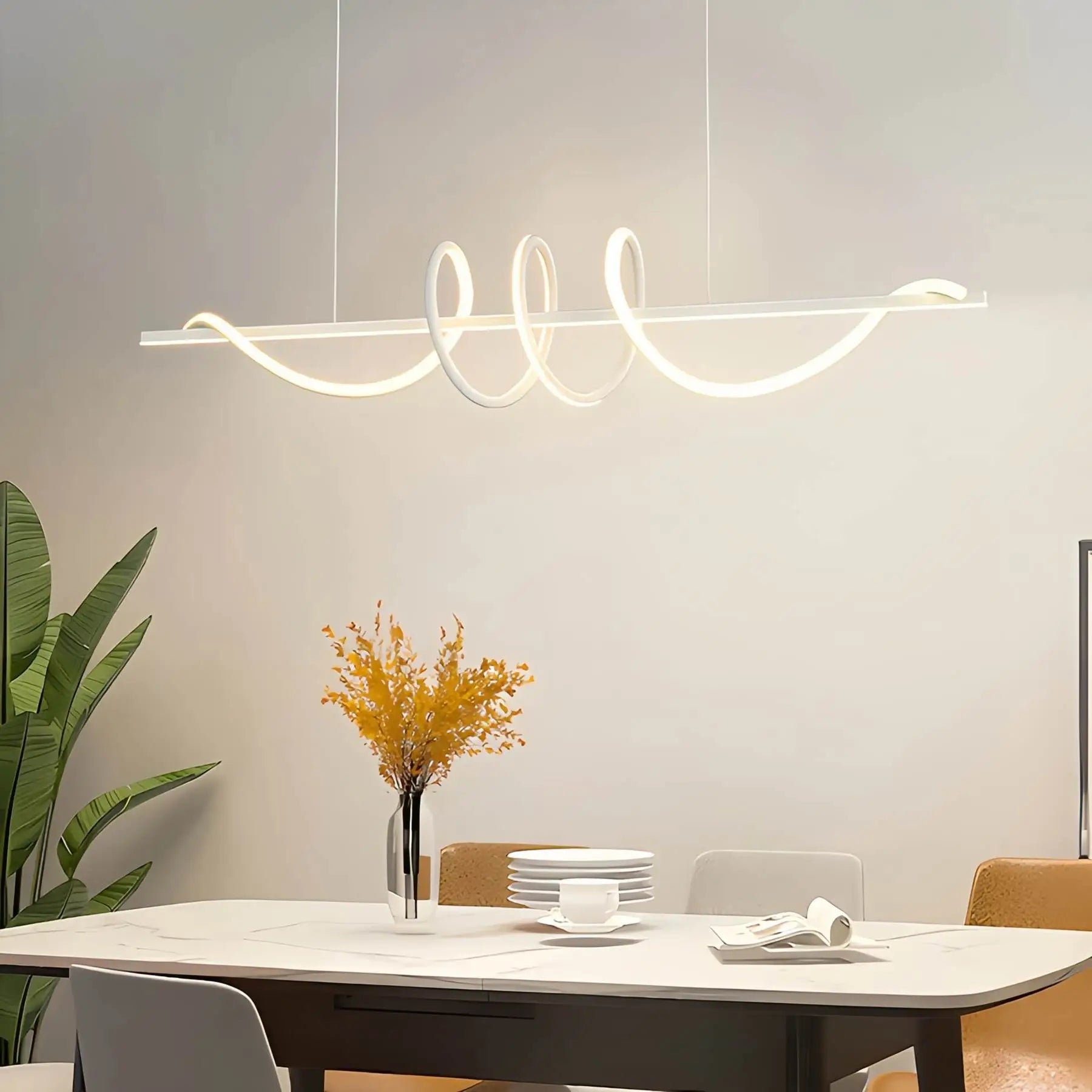 Feyran Wave Linear Chandelier for Dining Room