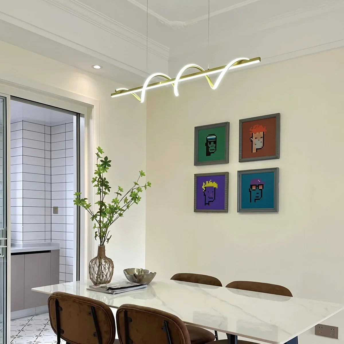 Feyran Wave Linear Chandelier for Dining Room