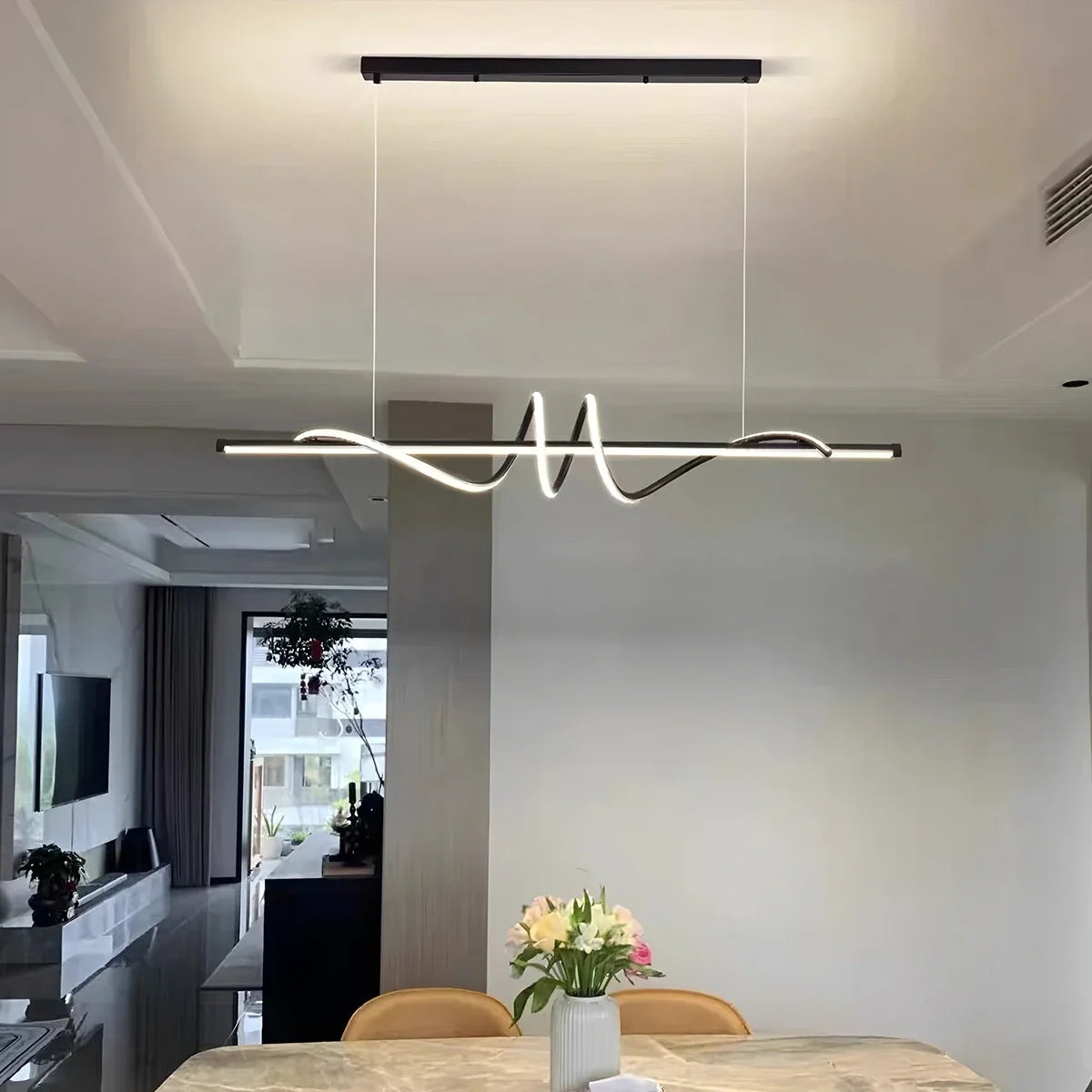 Feyran Wave Linear Chandelier for Dining Room