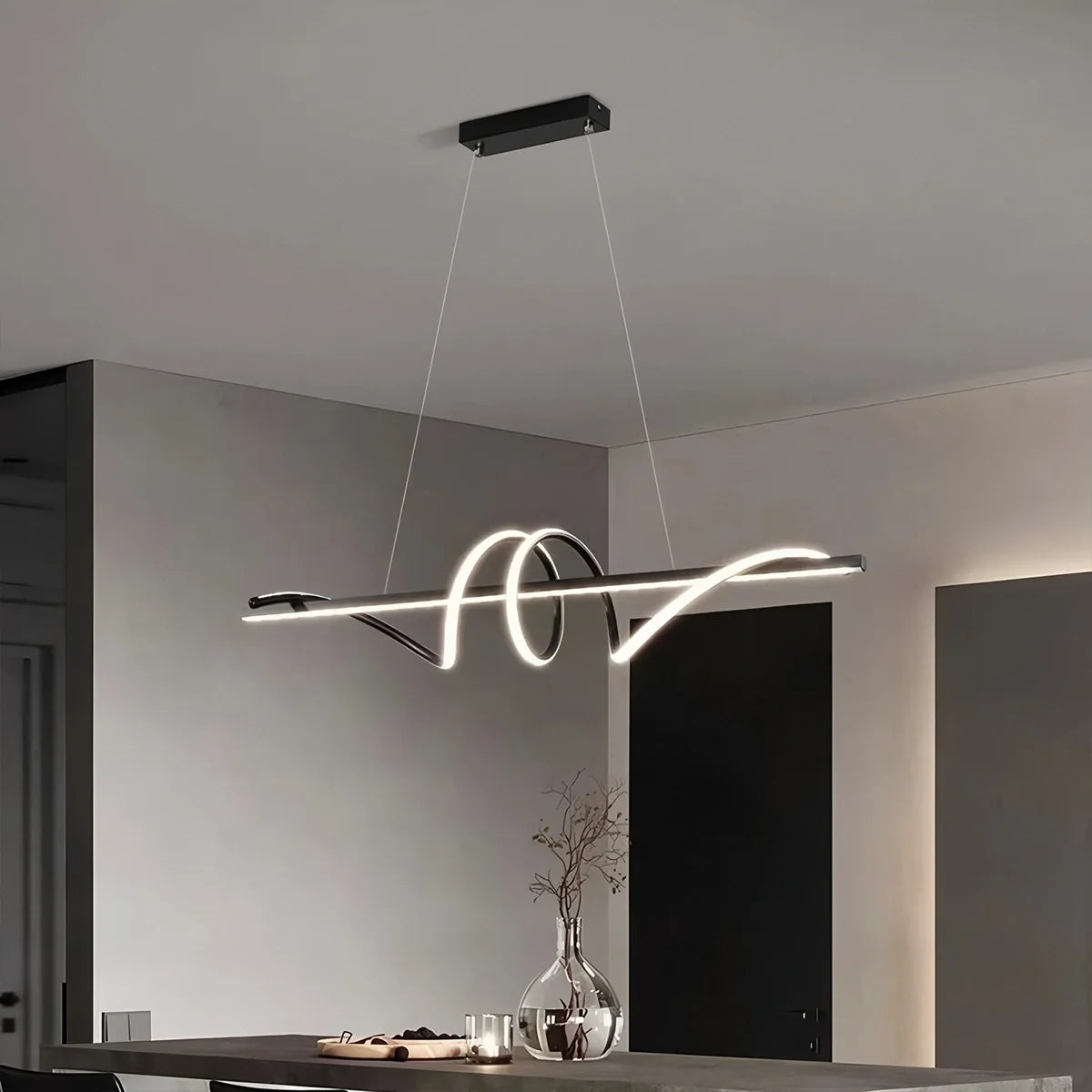Feyran Wave Linear Chandelier for Dining Room