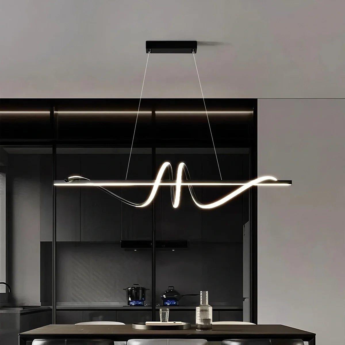 Feyran Wave Linear Chandelier for Dining Room