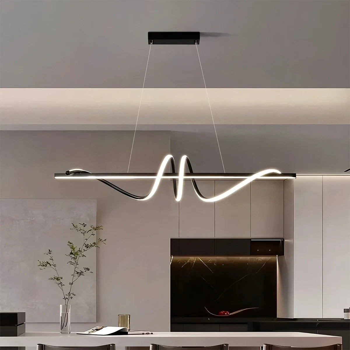Feyran Wave Linear Chandelier for Dining Room