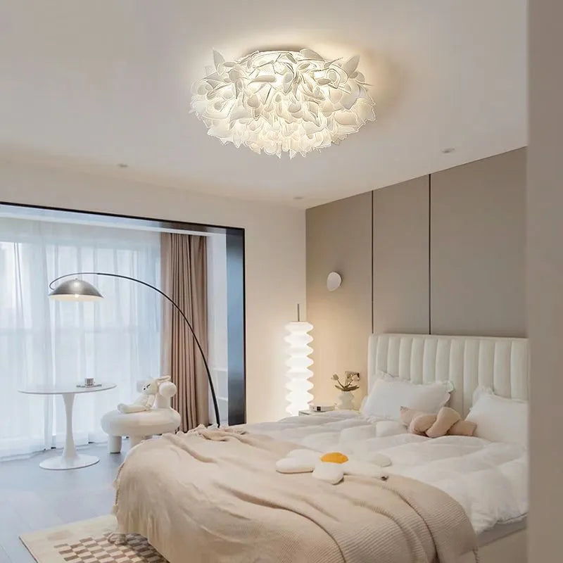 Feyran White Flower-Shaped Flush Mount Ceiling Light