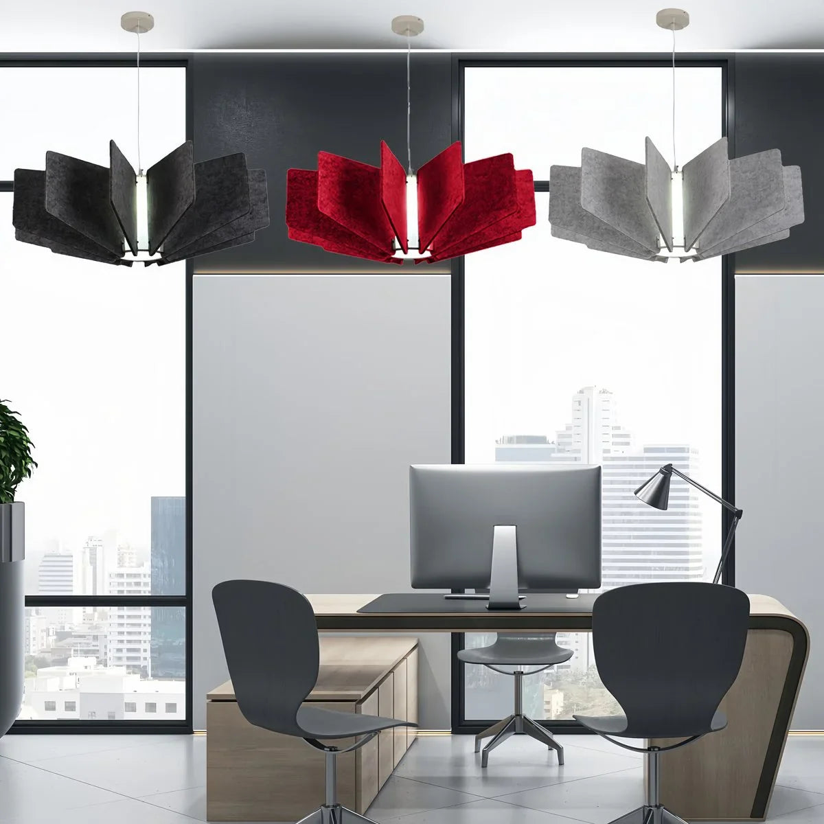 Feyran Wing Panel Acoustic Pendant Light for Living Room