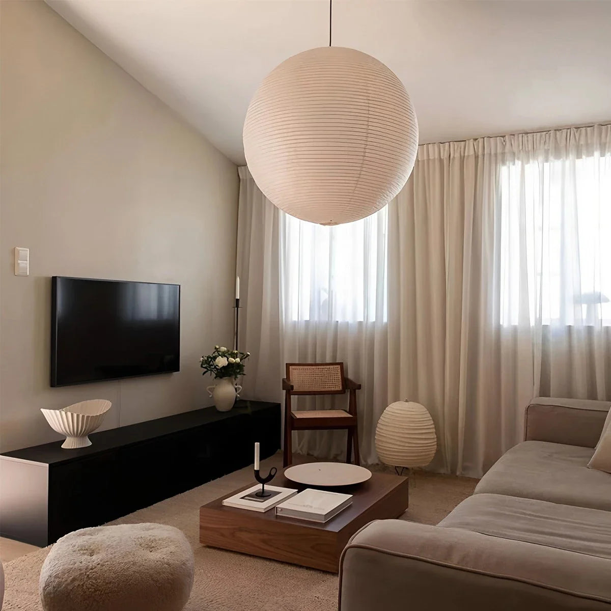 Feyran Akari Spherical Pendant Light for Living Room