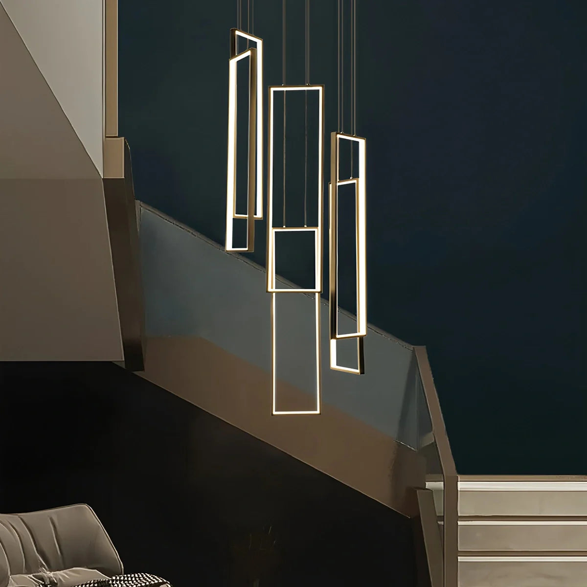 Feyran Aldarj Rectangular LED Staircase Chandelier