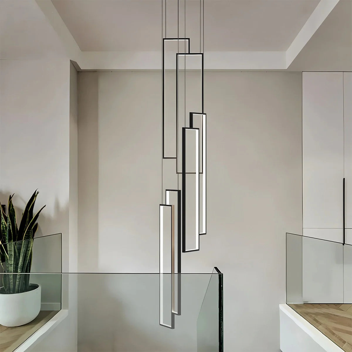 Feyran Aldarj Rectangular LED Staircase Chandelier