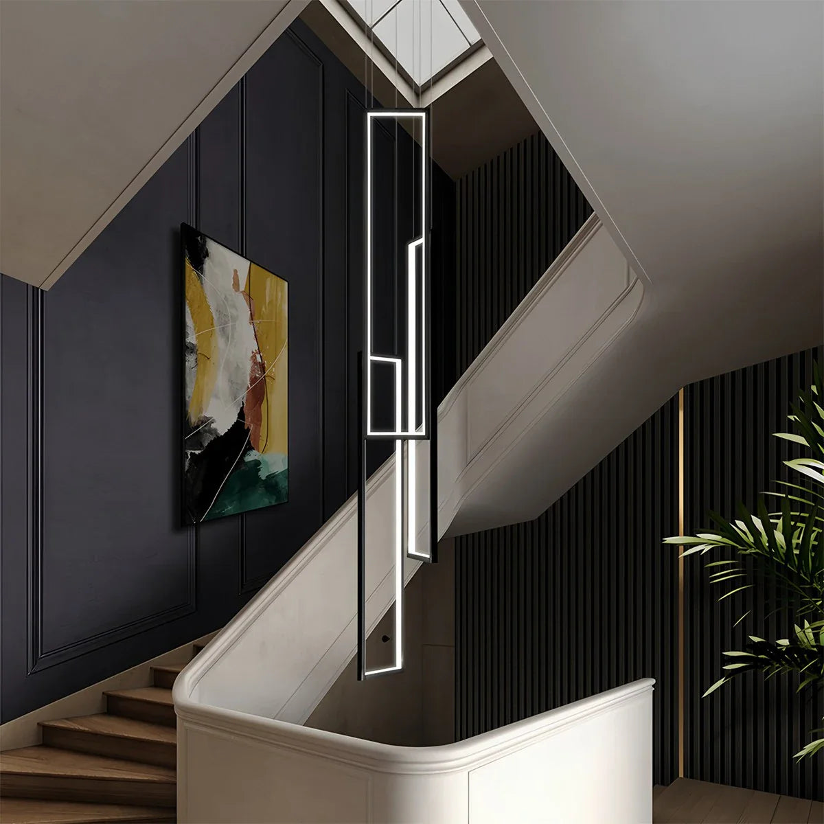 Feyran Aldarj Rectangular LED Staircase Chandelier