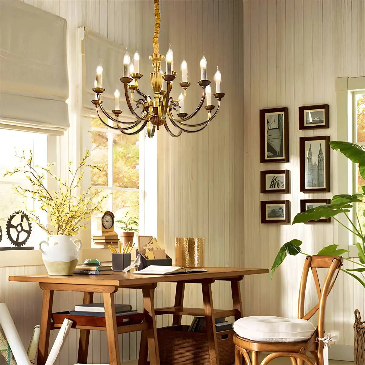 Feyran American Vintage Candle Copper Chandelier