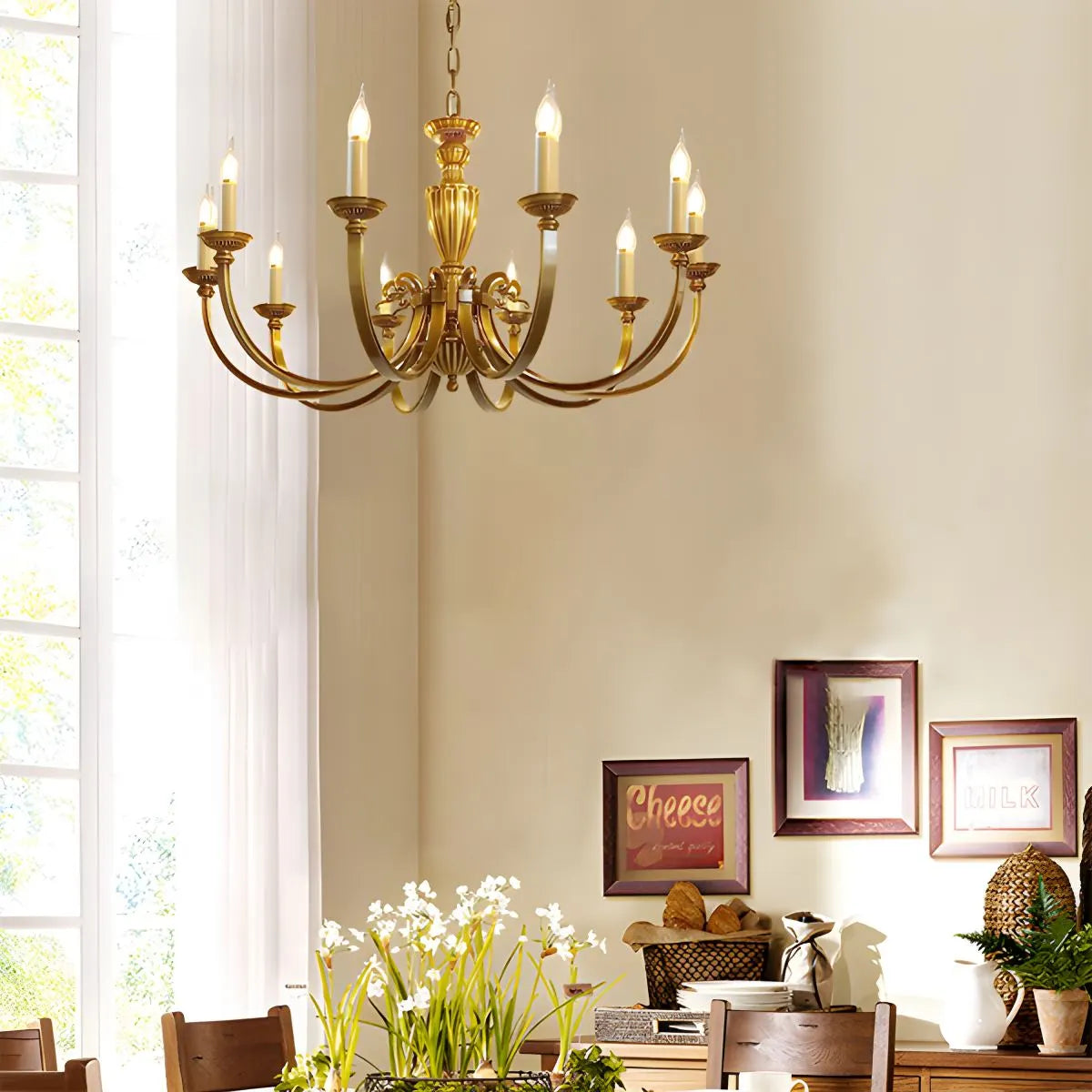 Feyran American Vintage Candle Copper Chandelier