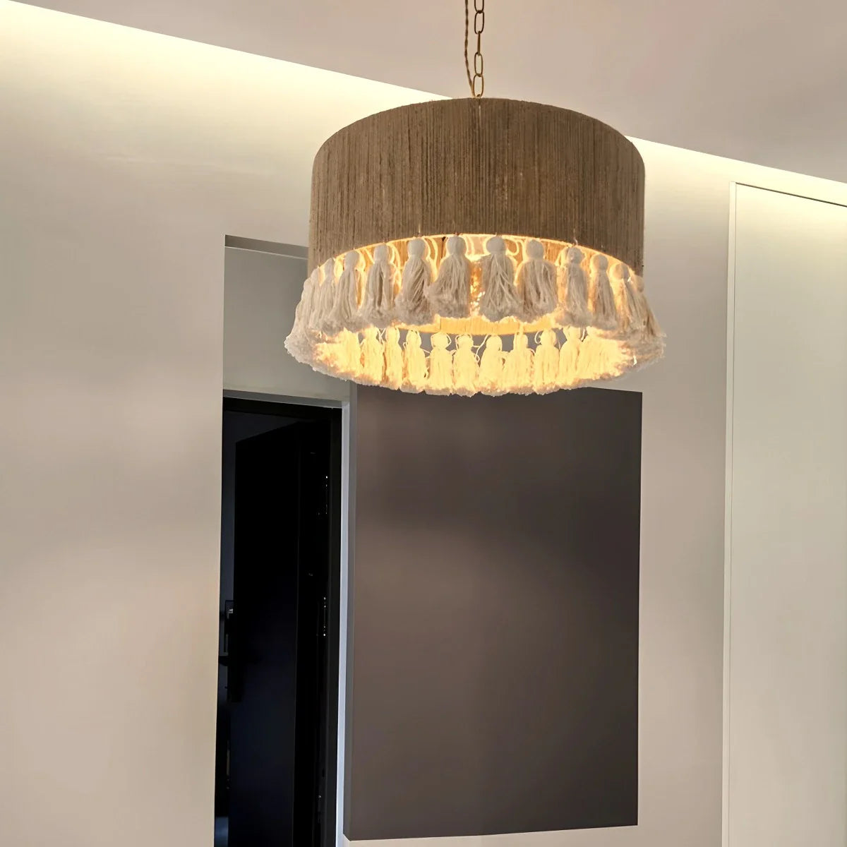 Feyran Boho Vintage Twine Fringe Pendant Light