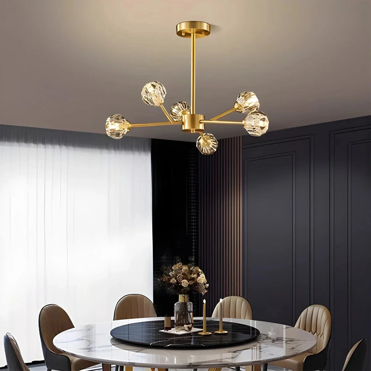 Feyran Crystal Ball Round Cluster Chandelier