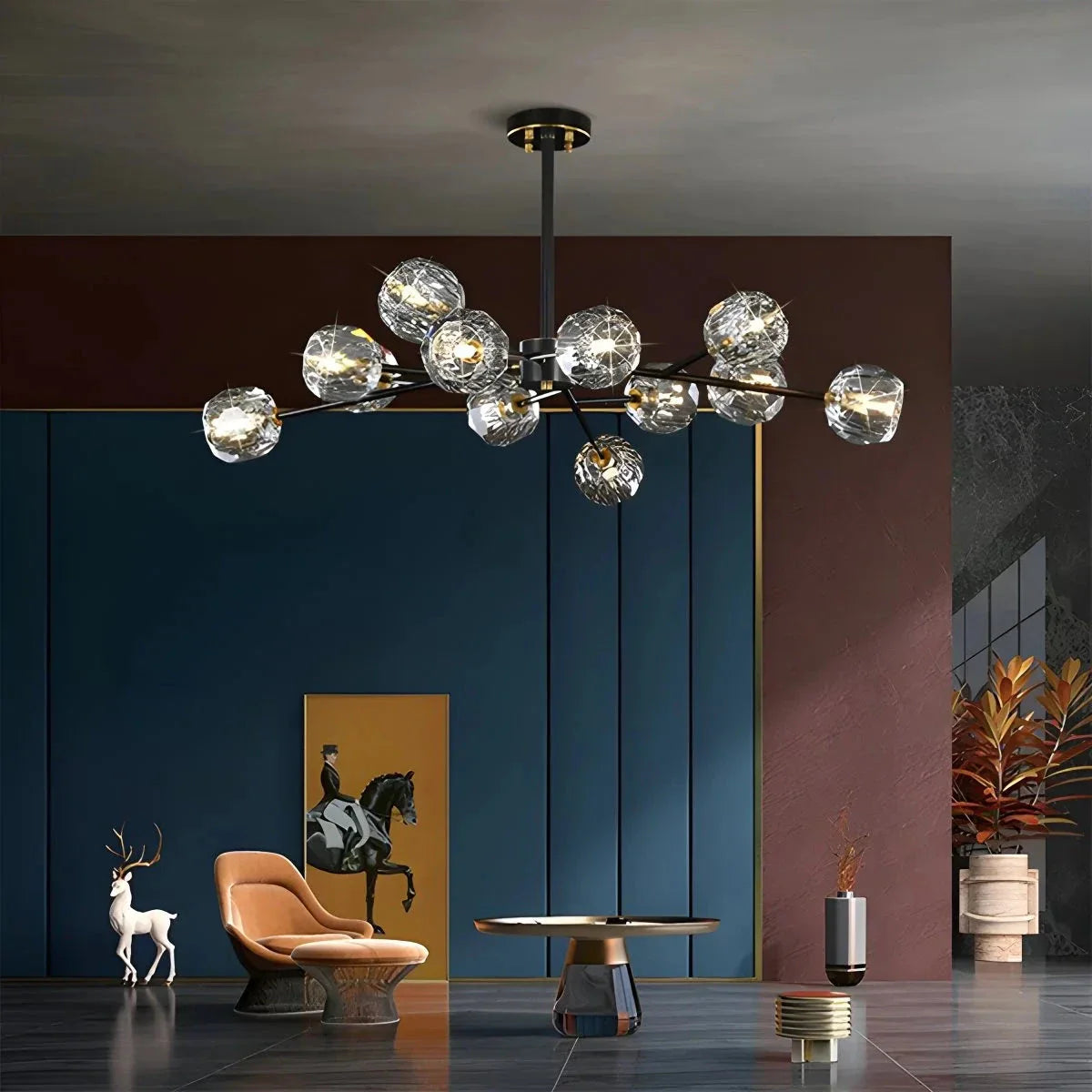 Feyran Crystal Ball Round Cluster Chandelier