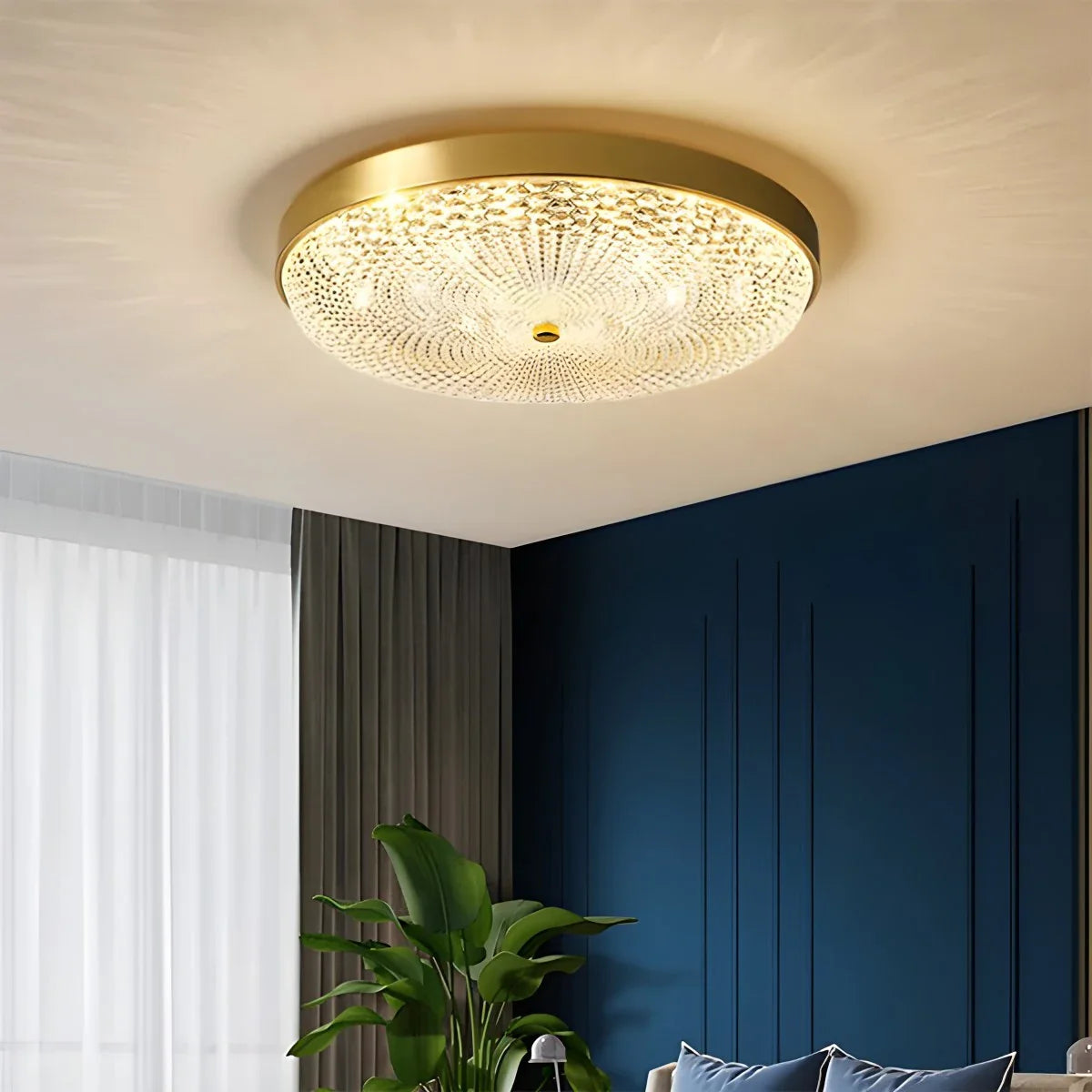 Feyran Ultrathin Circular Crystal Glass Ceiling Light