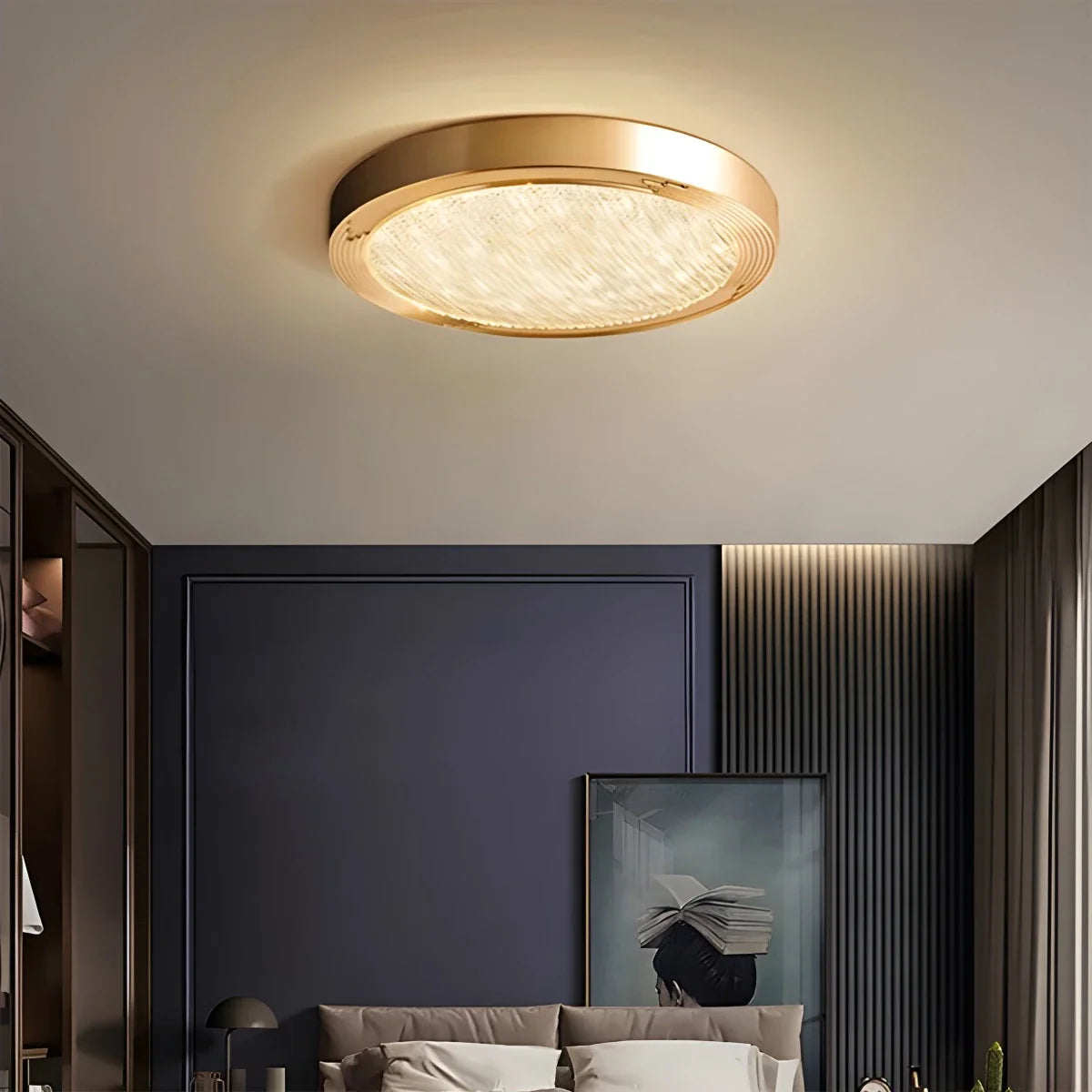 Feyran Ultrathin Circular Crystal Glass Ceiling Light