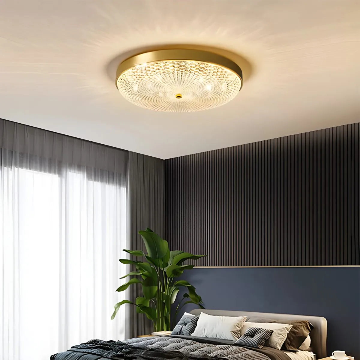 Feyran Ultrathin Circular Crystal Glass Ceiling Light