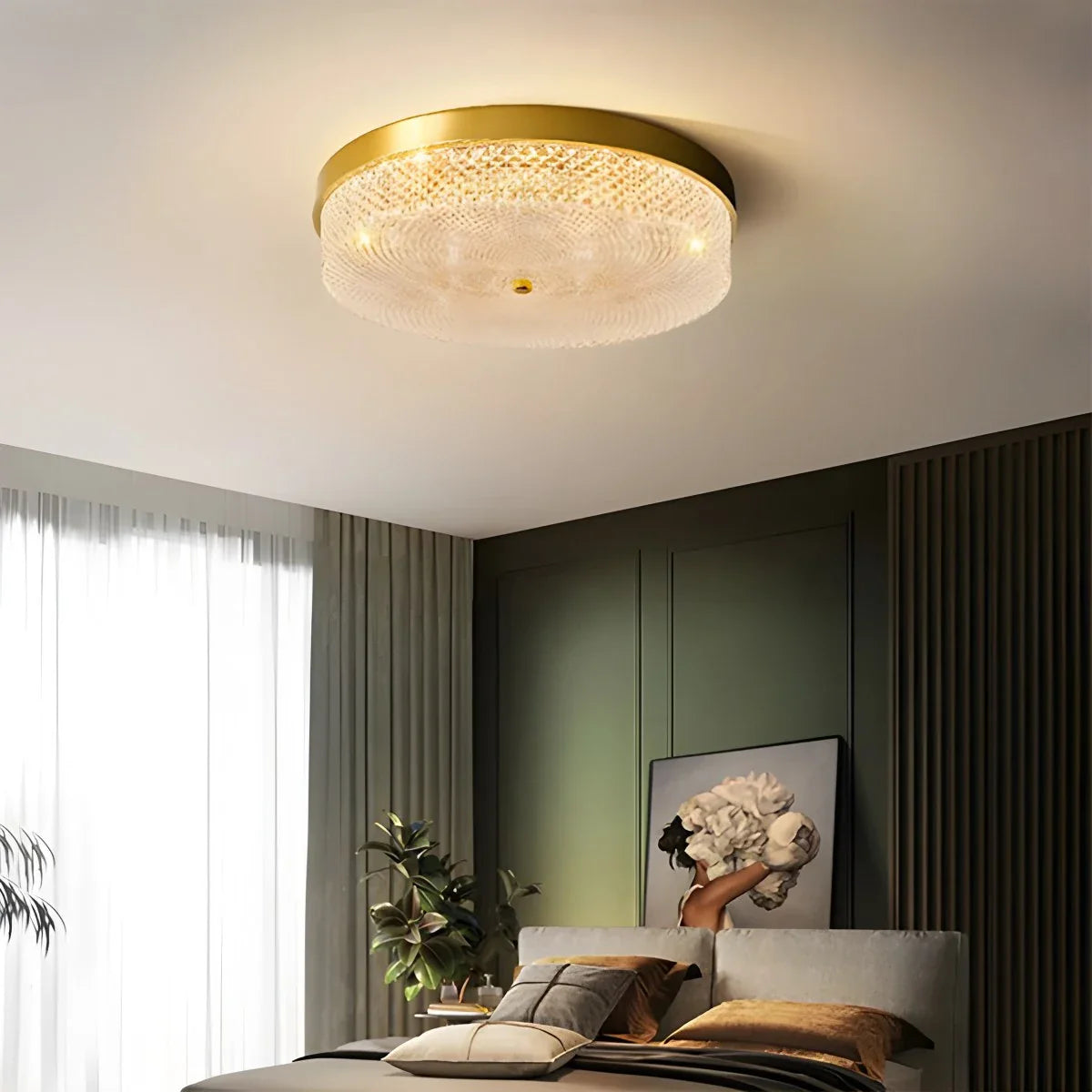 Feyran Ultrathin Circular Crystal Glass Ceiling Light