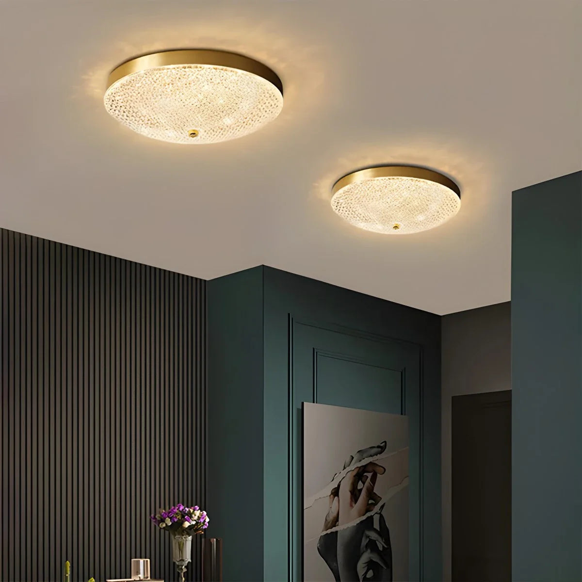 Feyran Ultrathin Circular Crystal Glass Ceiling Light