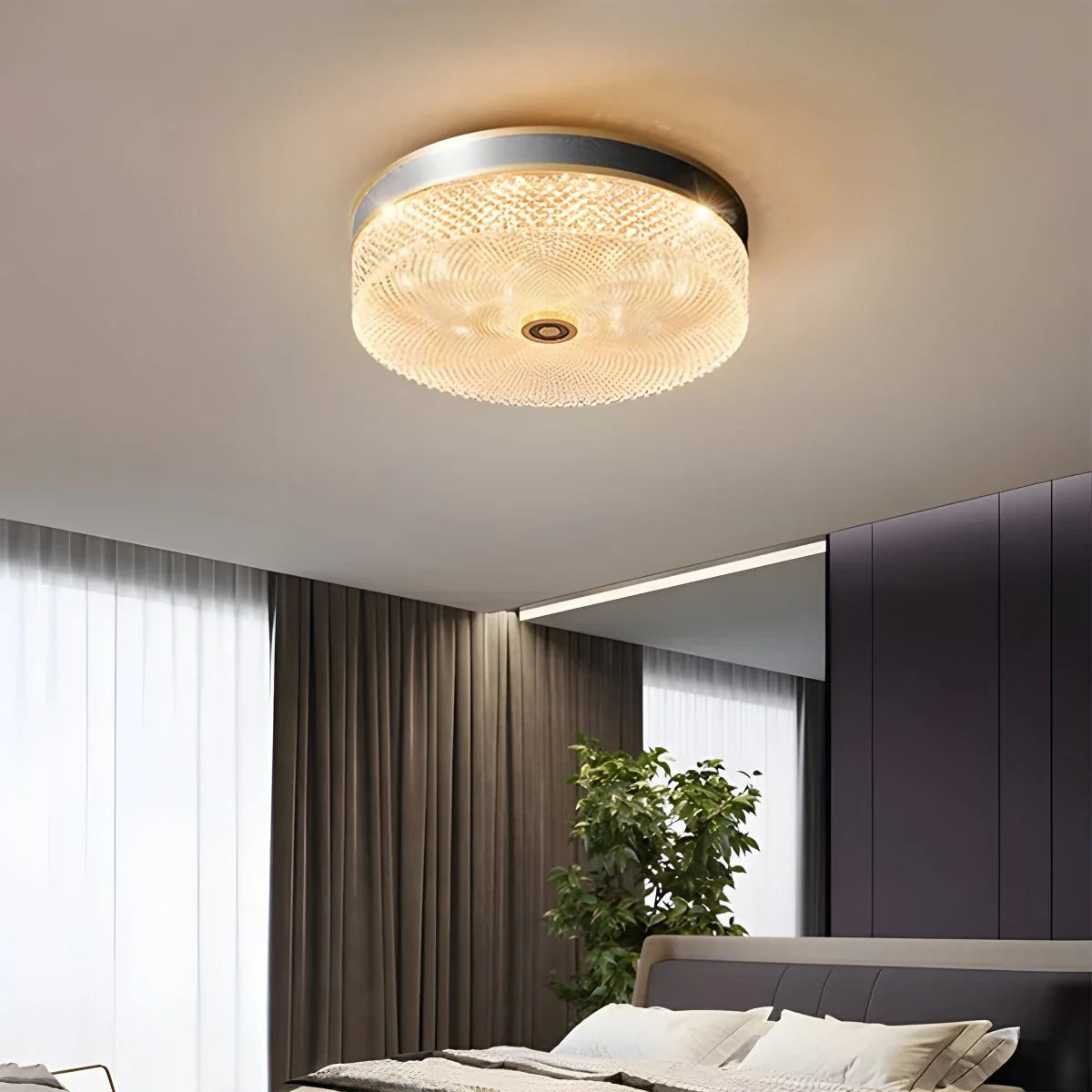 Feyran Ultrathin Circular Crystal Glass Ceiling Light