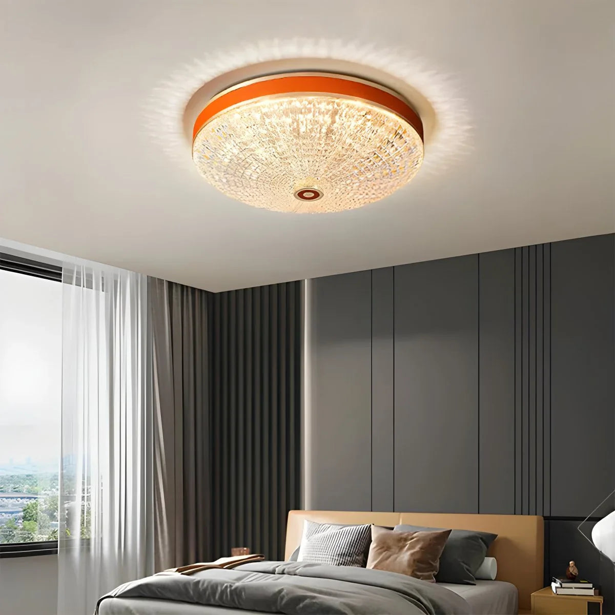 Feyran Ultrathin Circular Crystal Glass Ceiling Light