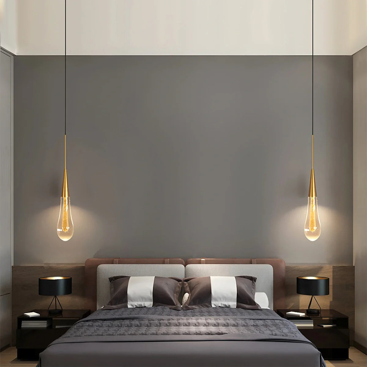 Feyran Drop Crystal Chrome Pendant Light for Bedroom