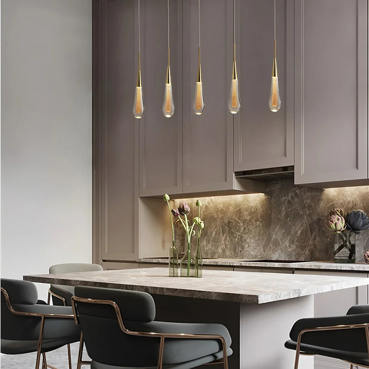 Feyran Drop Crystal Chrome Pendant Light for Bedroom