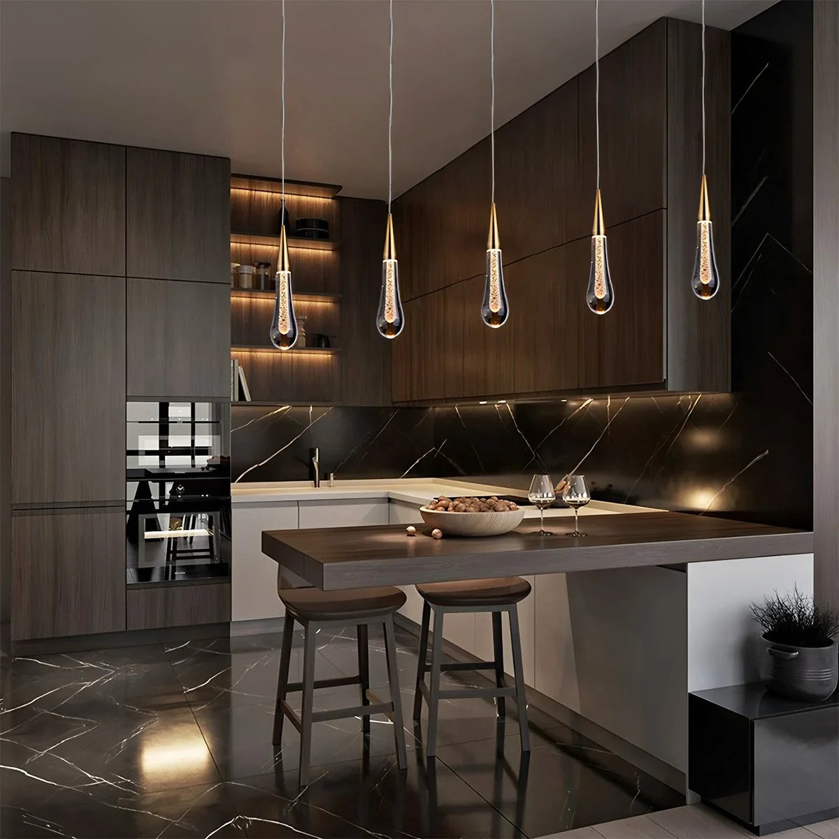Feyran Drop Crystal Chrome Pendant Light for Bedroom