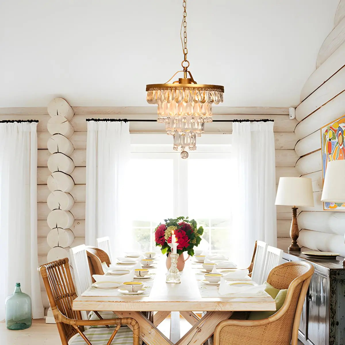 Feyran Droplet Crystal Chandelier for Dining Room