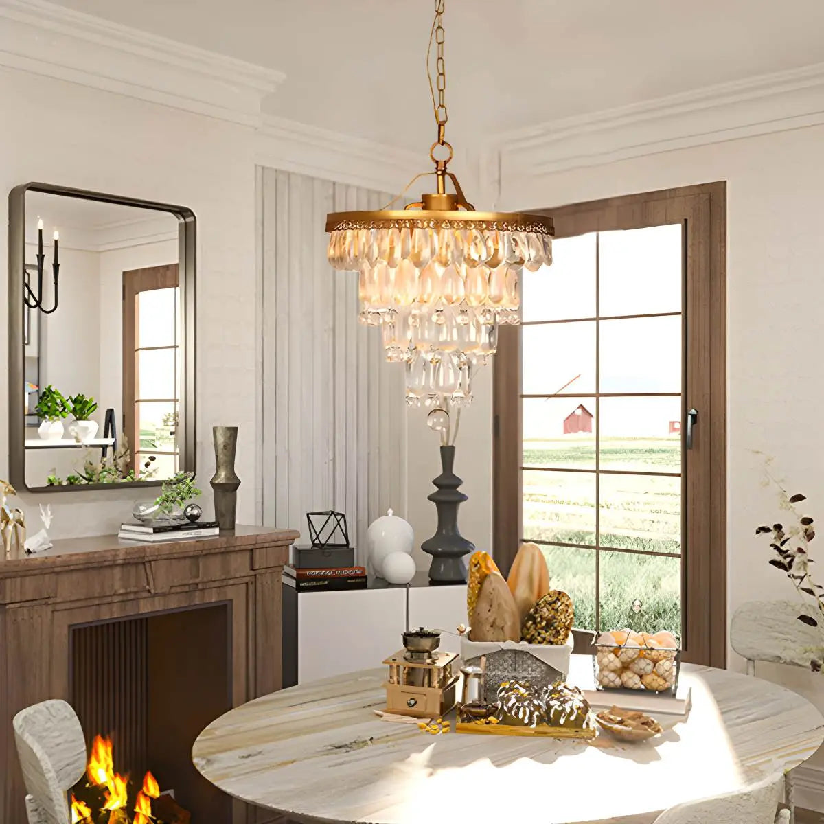 Feyran Droplet Crystal Chandelier for Dining Room