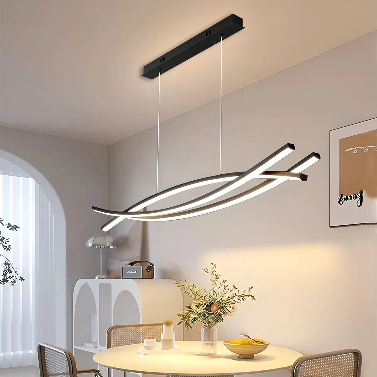 Feyran Eraj Curved LED Pendant Light for Kitchen Island