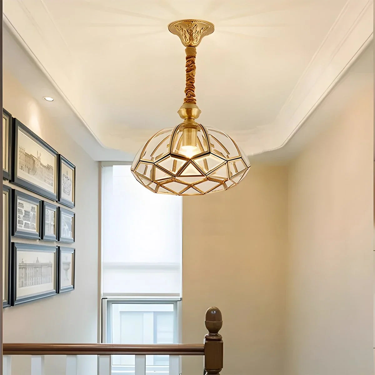 Feyran European Style Copper Glass Ceiling Lamp-C