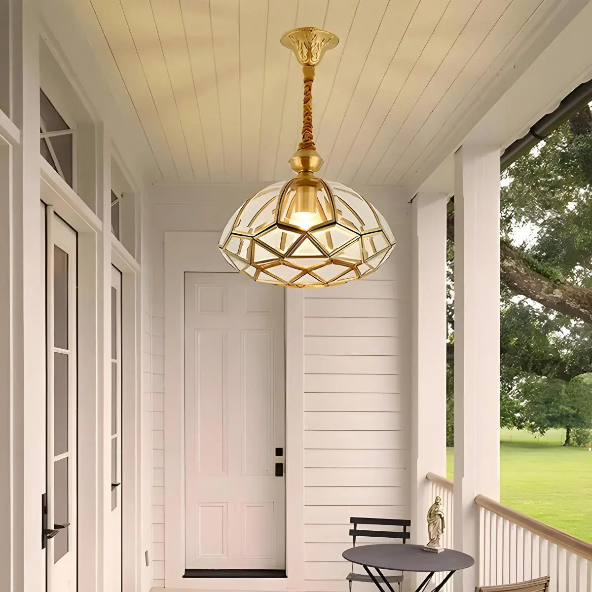 Feyran European Style Copper Glass Ceiling Lamp-C