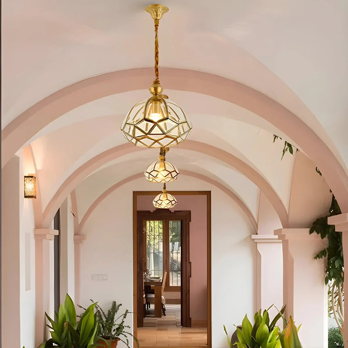 Feyran European Style Copper Glass Ceiling Lamp-C