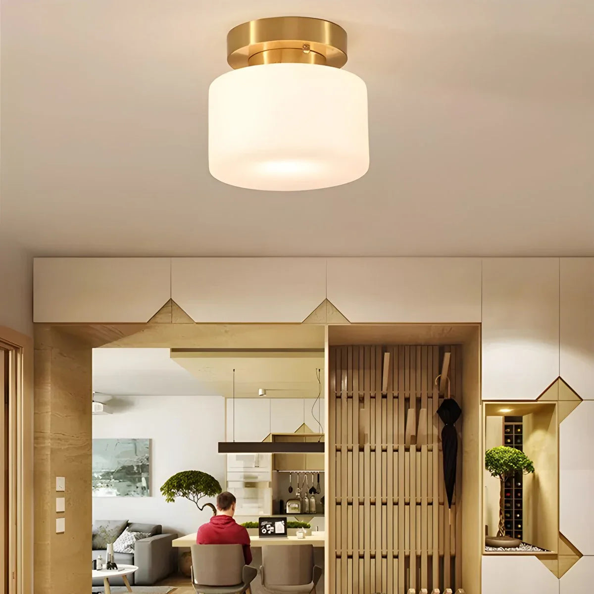 Feyran European Style Copper Glass Ceiling Lamp-D