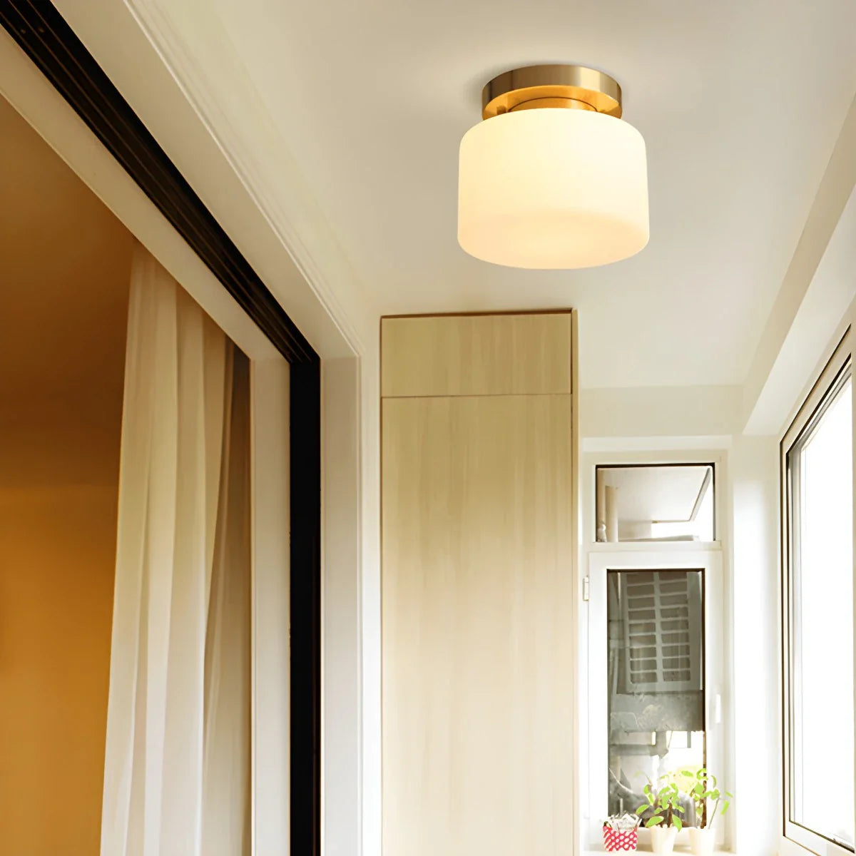 Feyran European Style Copper Glass Ceiling Lamp-D