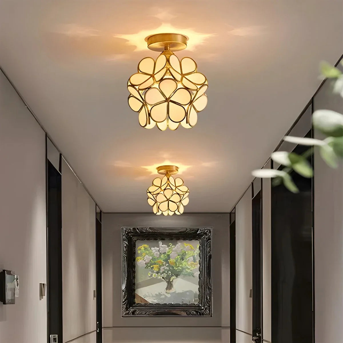 Feyran European Style Copper Glass Ceiling Lamp-E