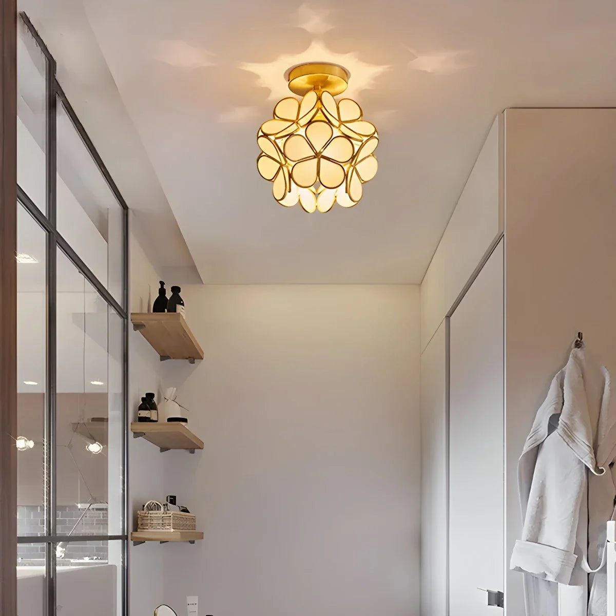 Feyran European Style Copper Glass Ceiling Lamp-E