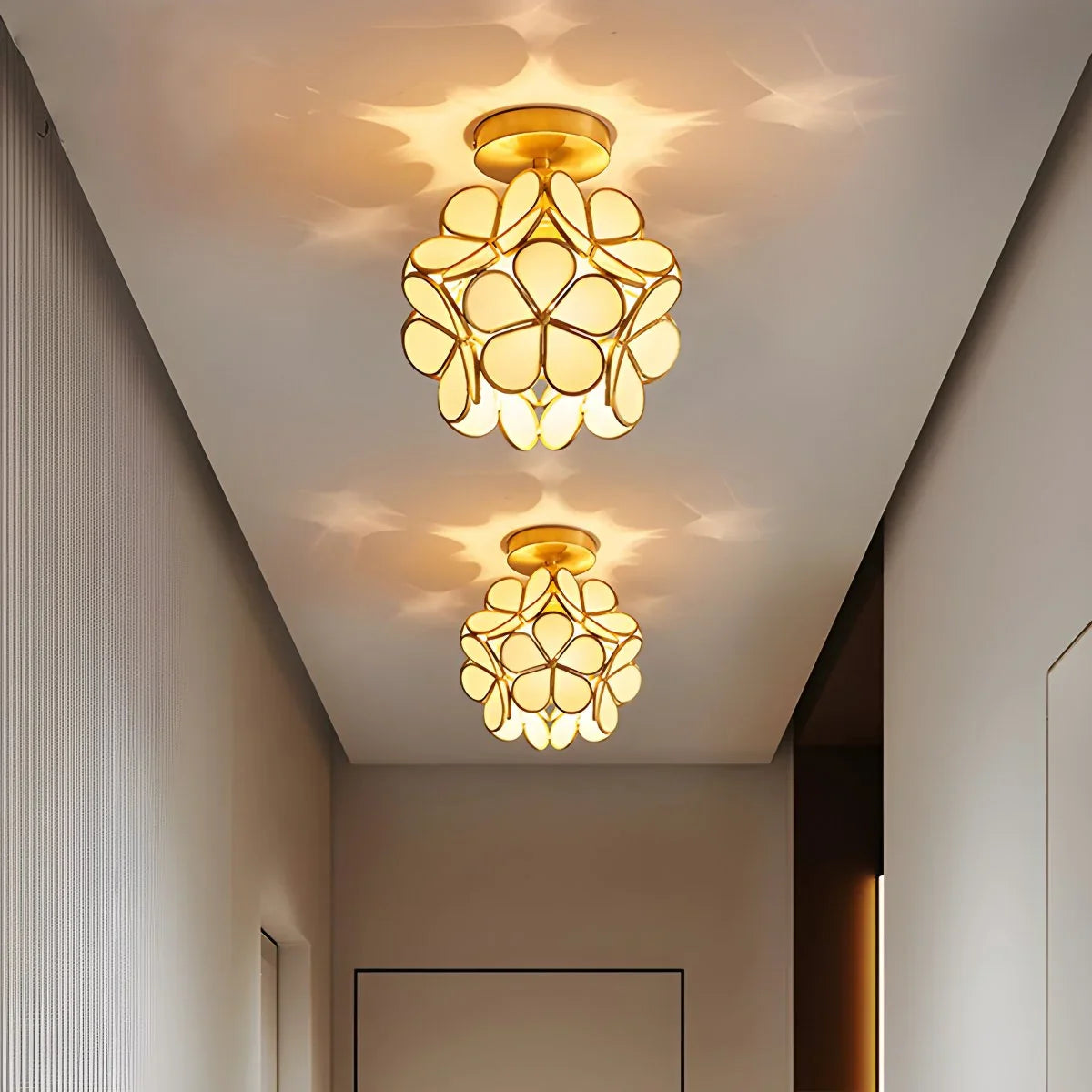 Feyran European Style Copper Glass Ceiling Lamp-E
