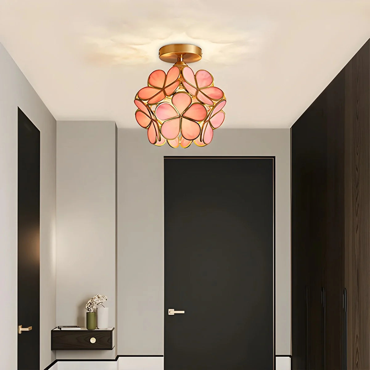 Feyran European Style Copper Glass Ceiling Lamp-E