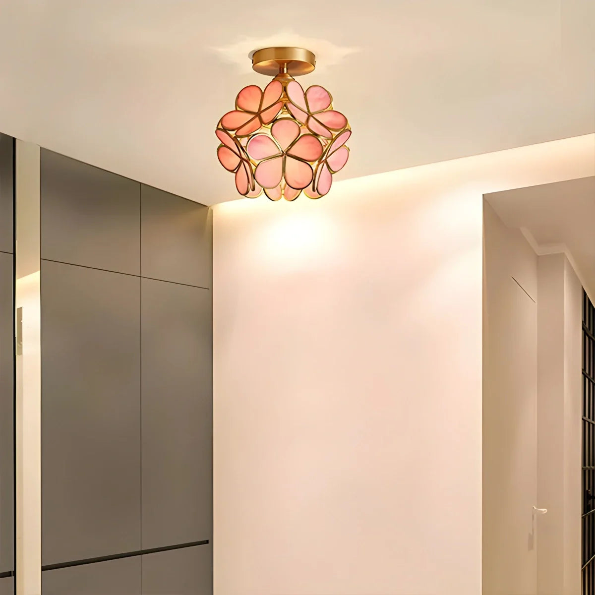 Feyran European Style Copper Glass Ceiling Lamp-E