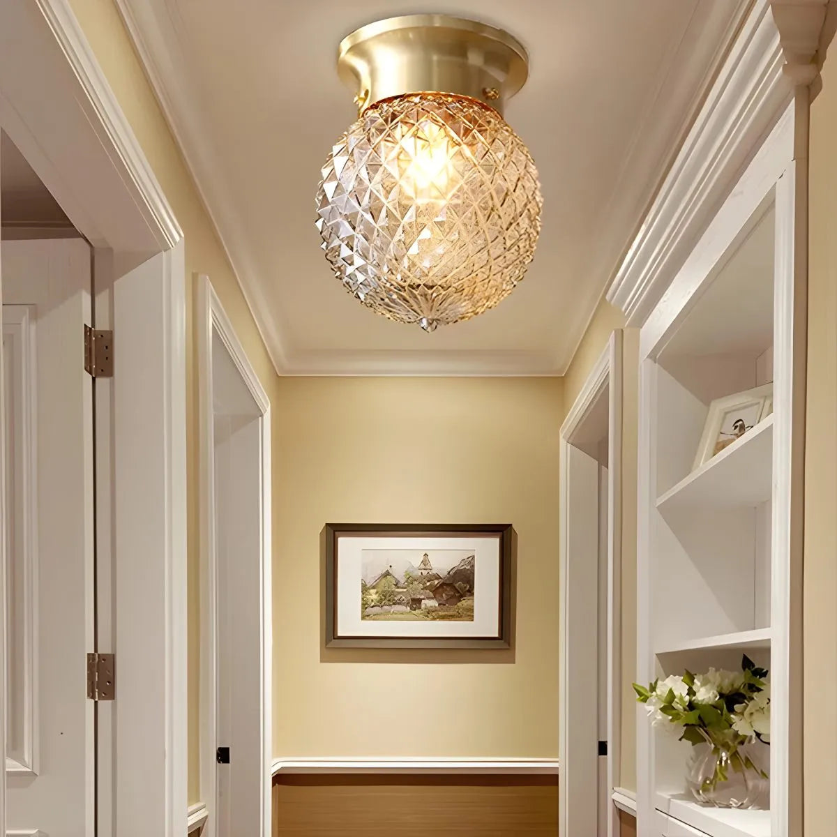 Feyran European Style Copper Glass Ceiling Lamp-G