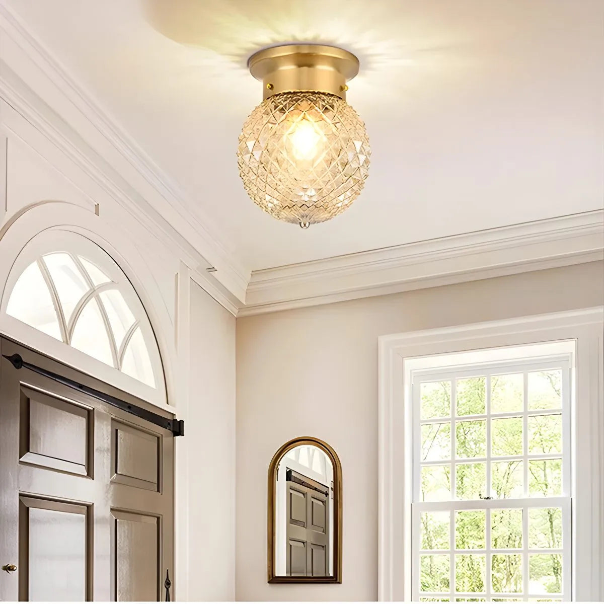 Feyran European Style Copper Glass Ceiling Lamp-G