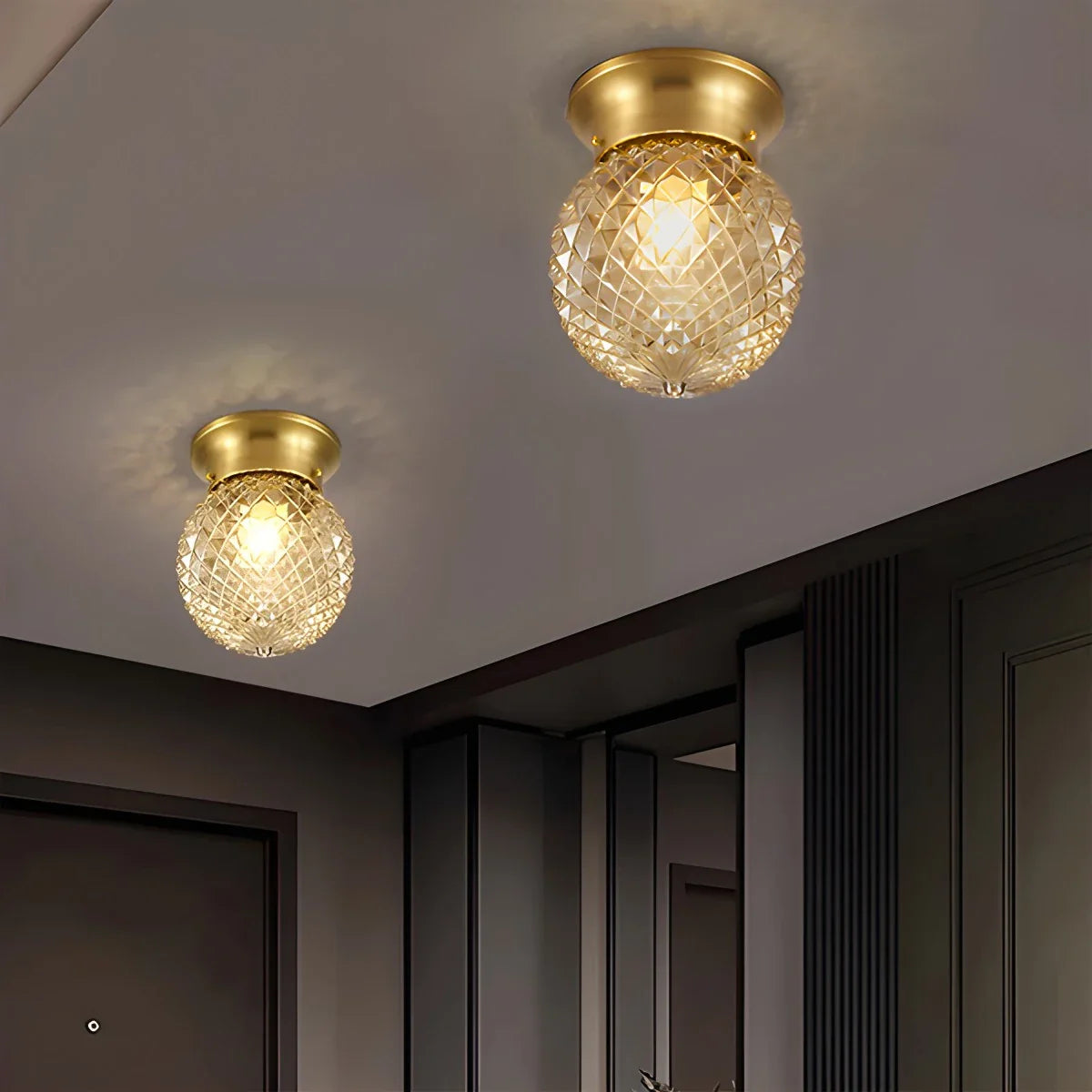 Feyran European Style Copper Glass Ceiling Lamp-G