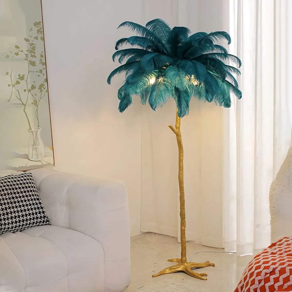 Feyran Feather Palm Tree Floor Lamp for Living Room