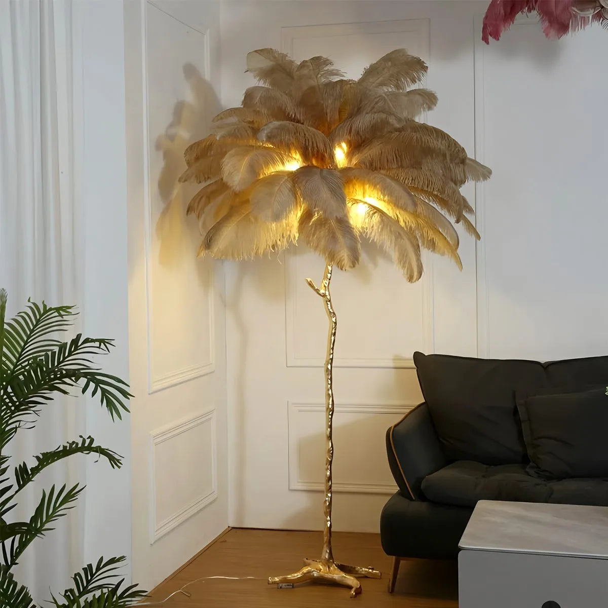 Feyran Feather Palm Tree Floor Lamp for Living Room