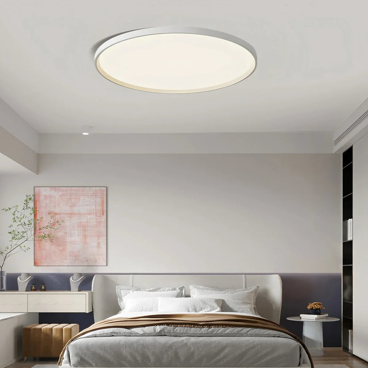 Feyran Flat Round Flush Mount Ceiling Light for Bedroom