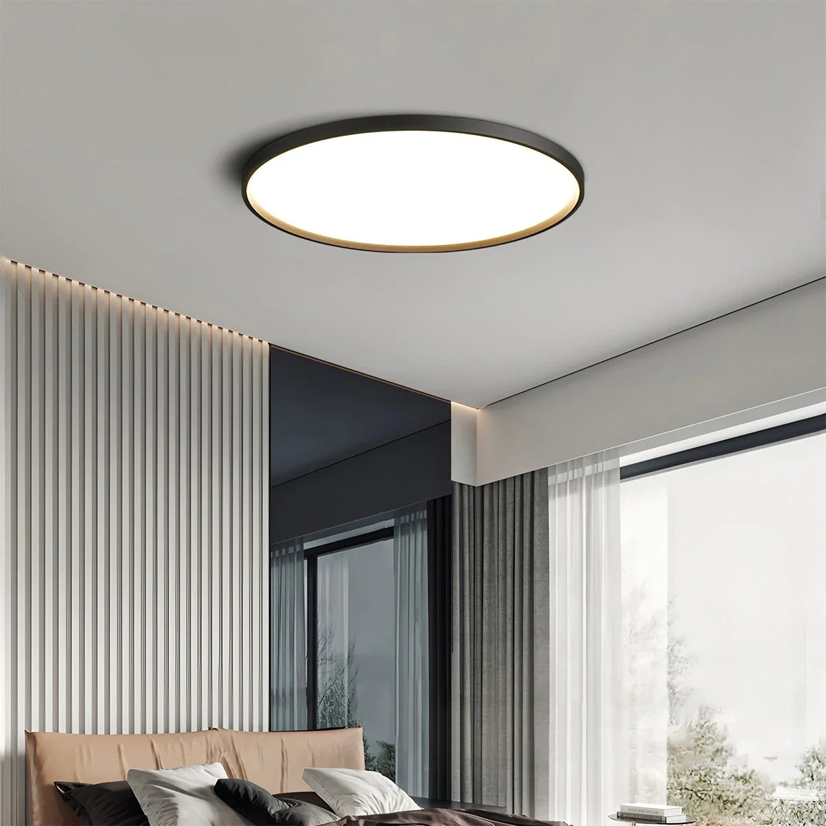 Feyran Flat Round Flush Mount Ceiling Light for Bedroom