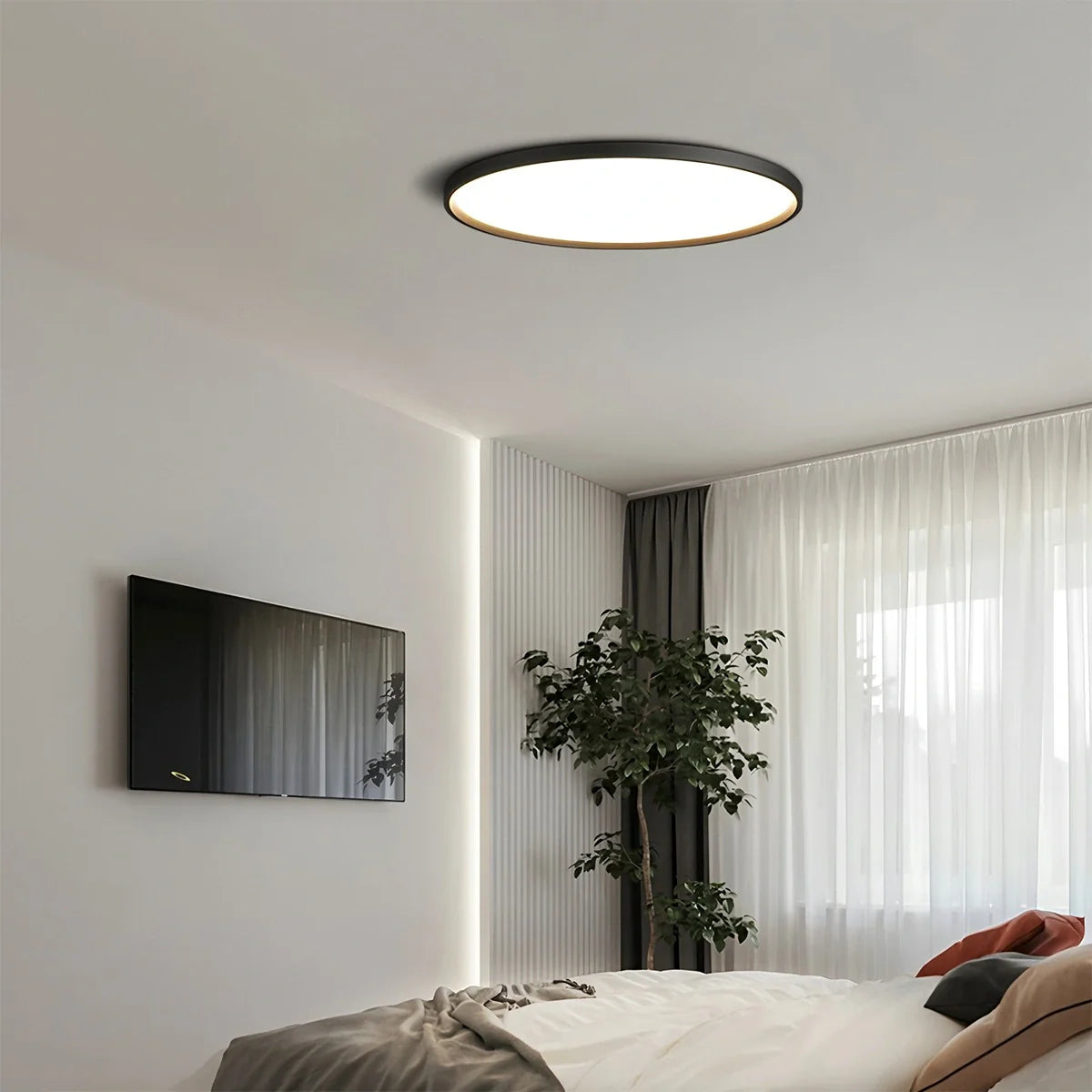 Feyran Flat Round Flush Mount Ceiling Light for Bedroom