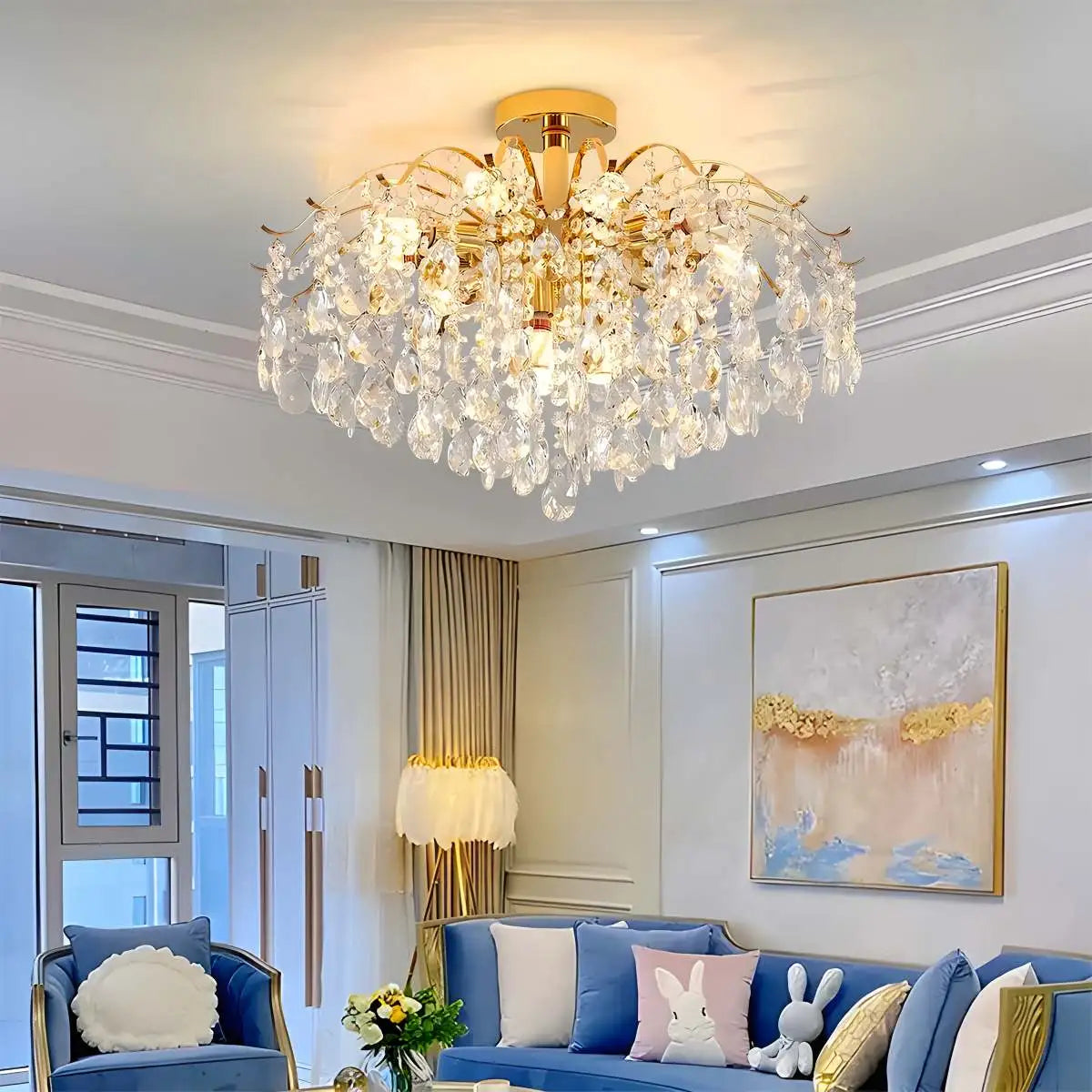 Feyran French Vintage Crystal Ceiling Chandelier
