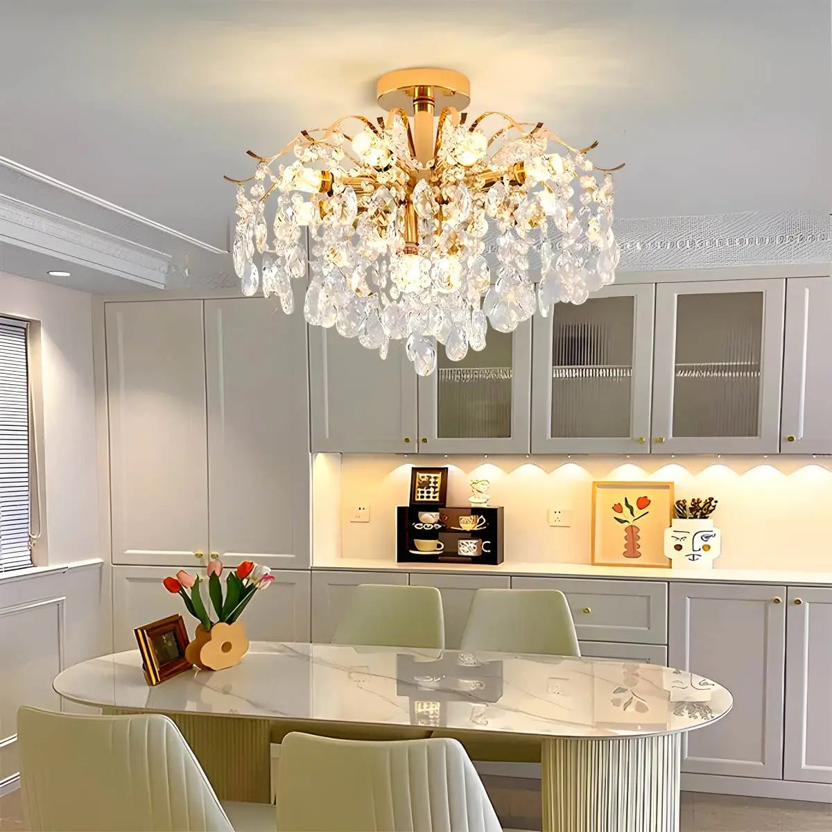 Feyran French Vintage Crystal Ceiling Chandelier